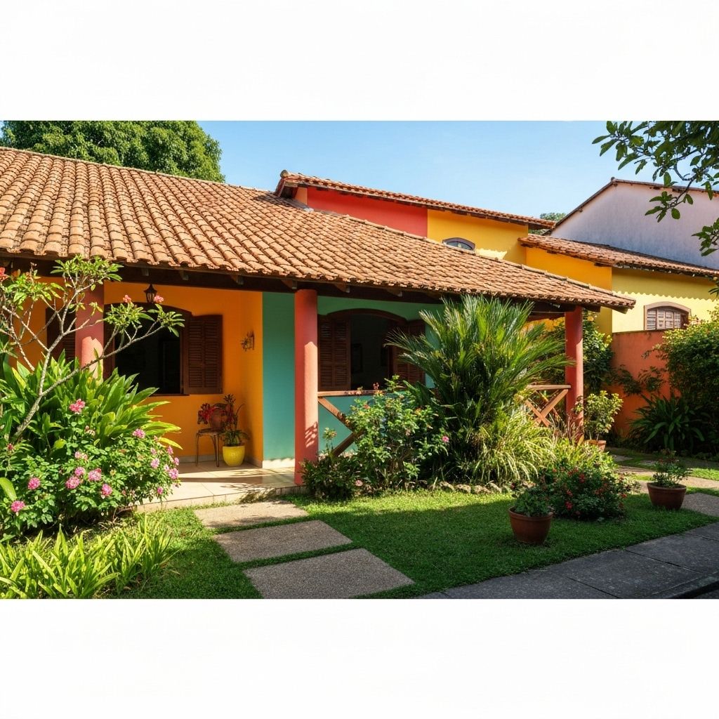 Casa familiar brasileira com jardim